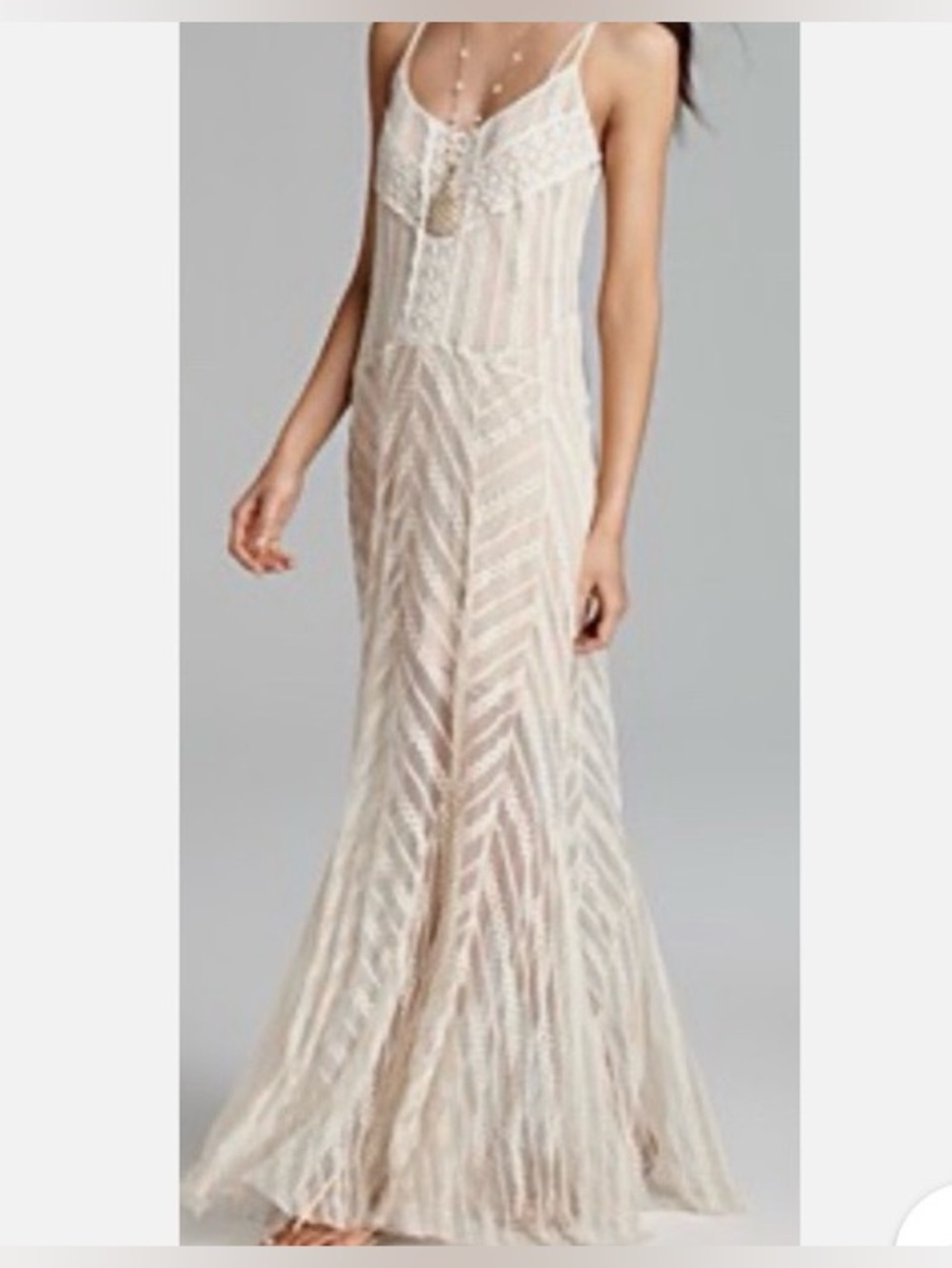 RARE Free People Intimately Sheer Crochet Meadows Of Lace Maxi Slip XS